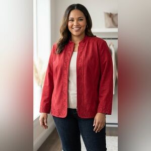 Elegant Red Women's Plus Blazer
